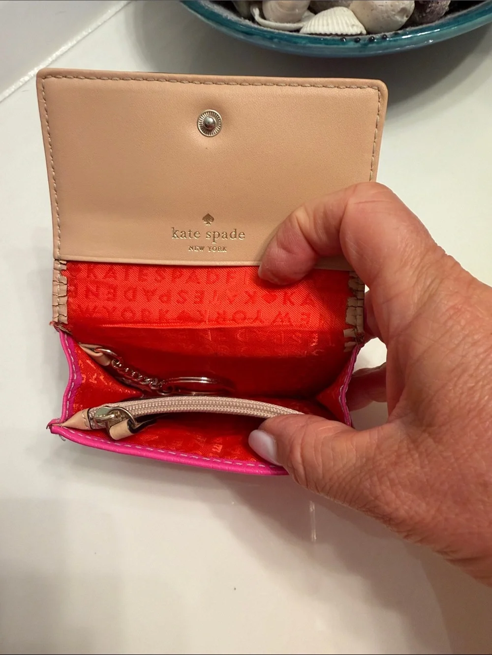 kate spade Hot Pink Leather Logo compact Wallet